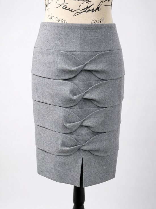 Escada Dresses & Skirts - Escada Gray Wool Blend Pencil Skirt Size 38 | Draped Bow Back Detail